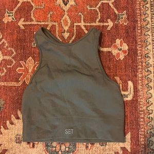 Set active ribbed high neck bra